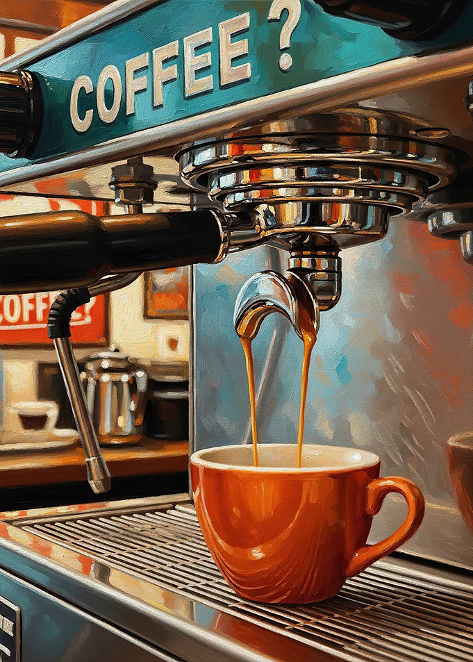 Espresso Machine Brewing Coffee