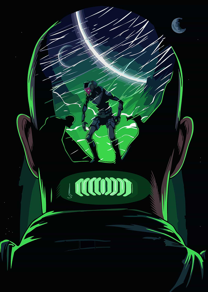 Sci-fi Soldier in a Cosmic Mindscape