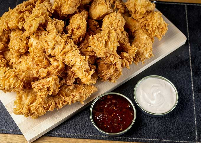 Crispy Fried Chicken Strips with Dips