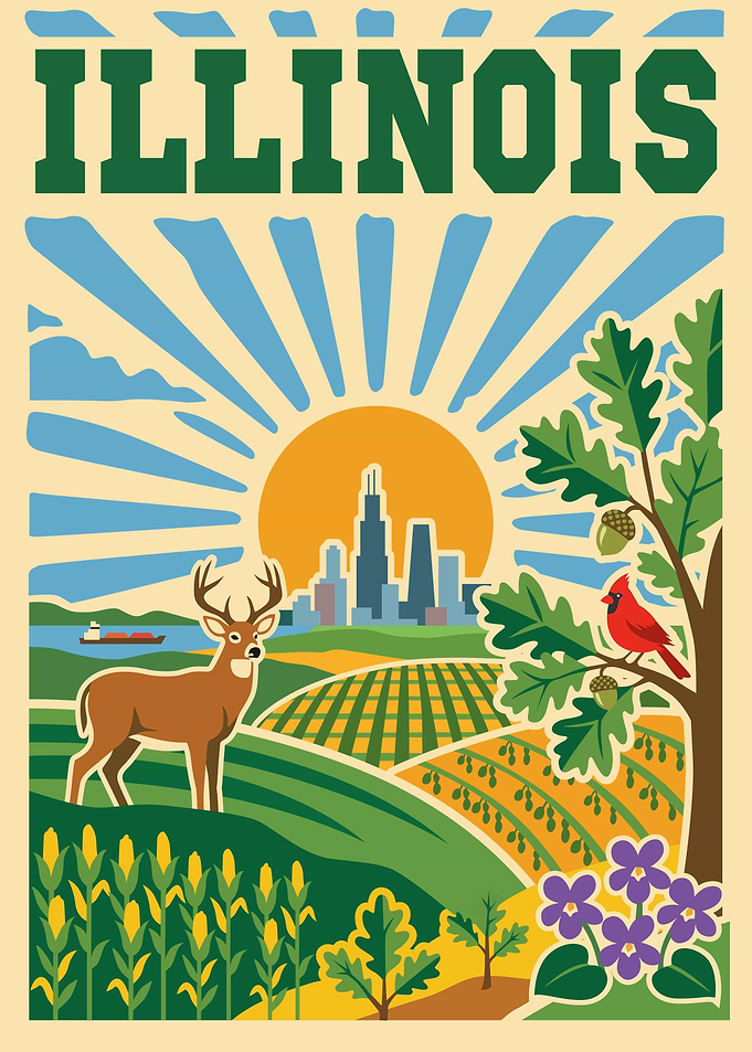 Illinois State Retro Poster