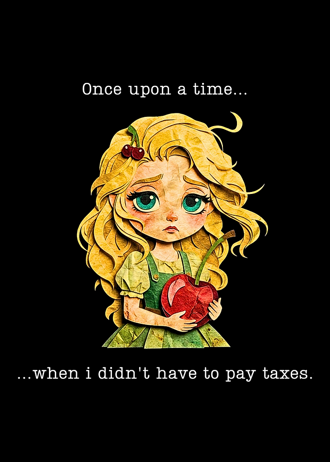 Funny Fairytale Tax Joke Illustration.