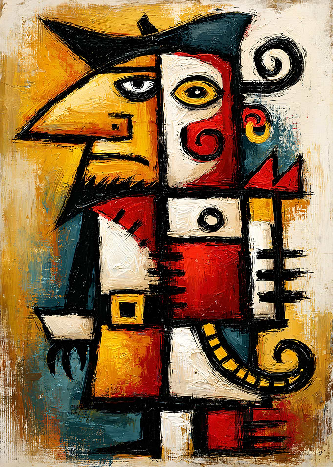 Primitive Cubist Captain Bold Abstract Wall Art