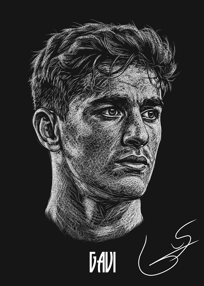Gavi Scribble Art Portrait with Signature