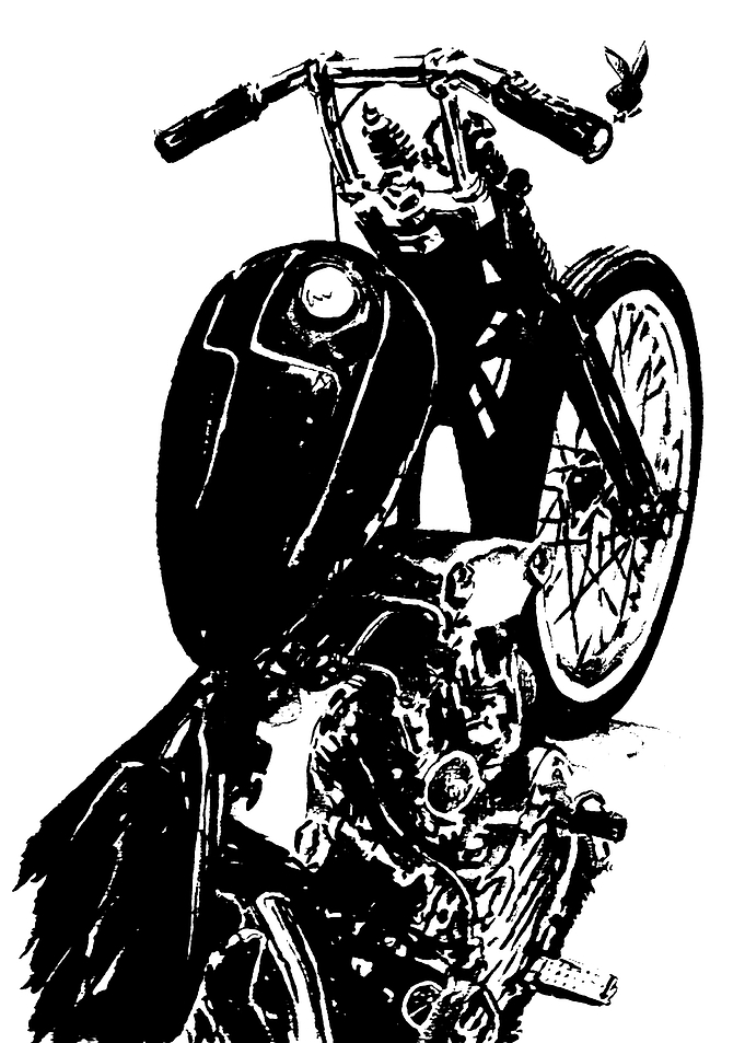 Black and White Motorcycle Illustration