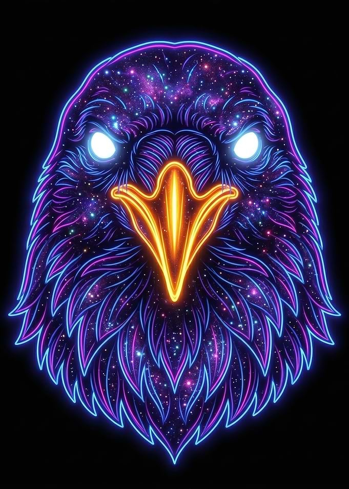 Neon Galaxy Eagle Head