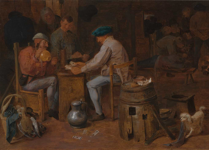 People playing cards in a tavern