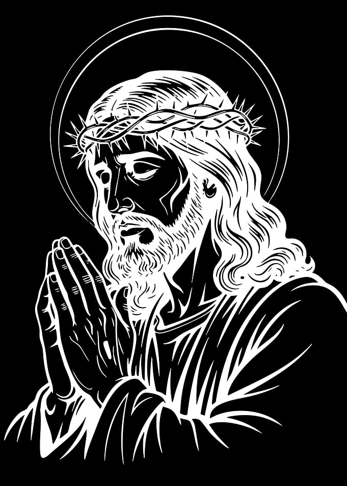 Jesus Christ praying with crown of thorns