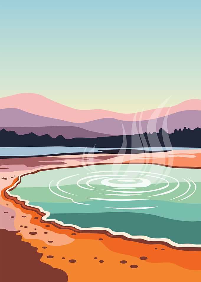 Steaming Geothermal Pool Landscape