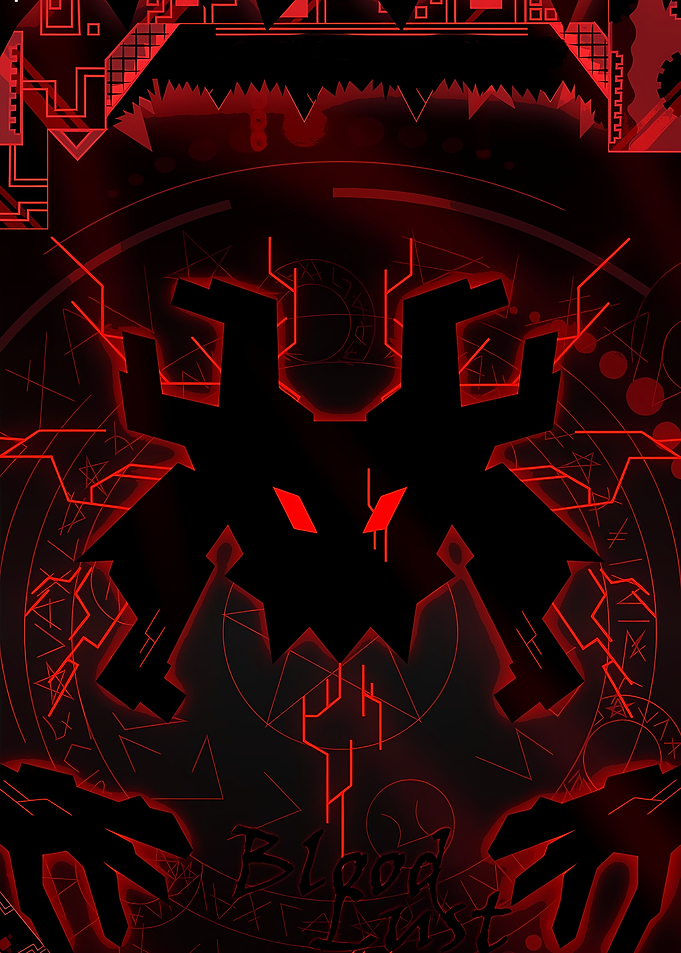 Dark Futuristic Monster with Red Accents
