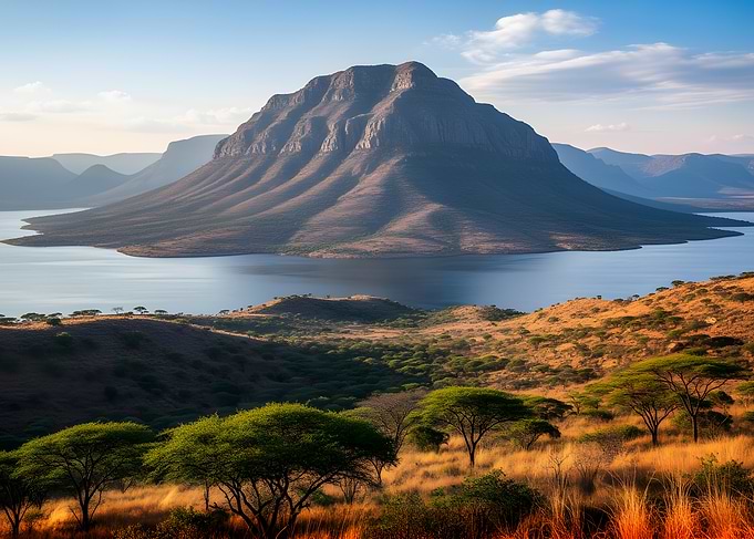 Majestic Mountain Overlooking a Serene Lake