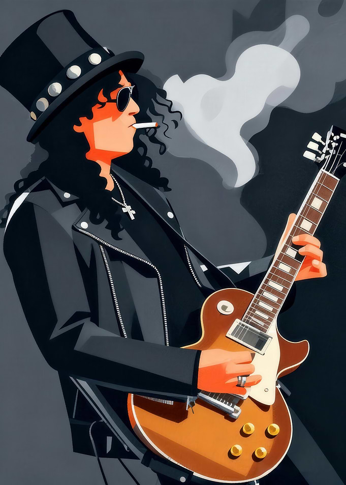 Slash Playing Guitar and Smoking