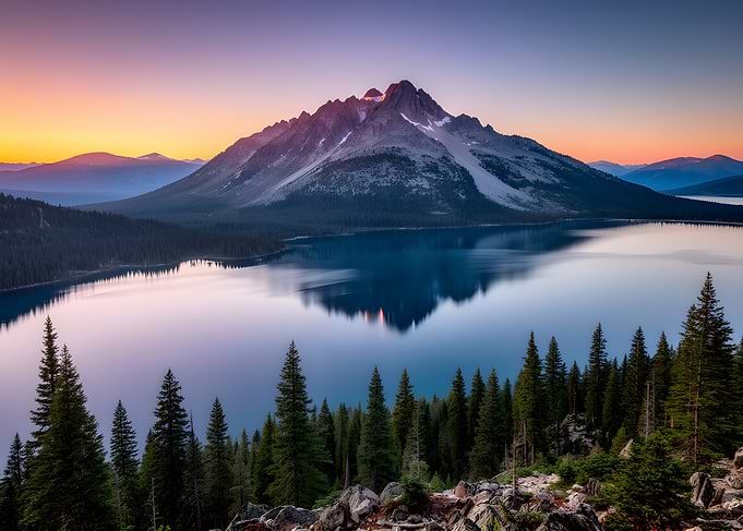 Serene Mountain Lake at Sunset