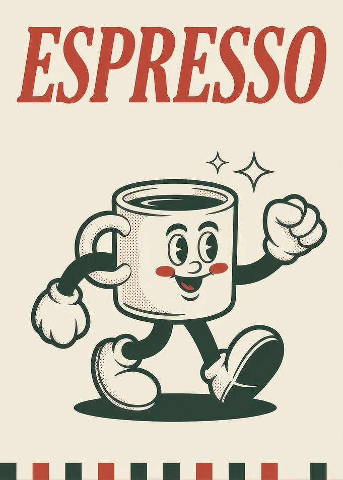 Retro Espresso Cup Character