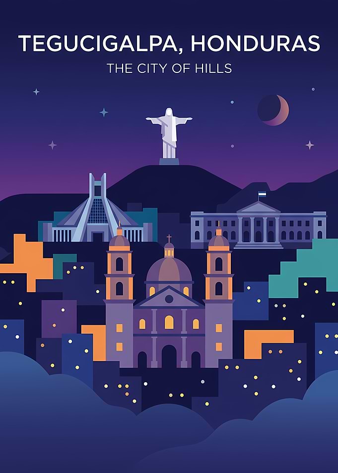 Tegucigalpa Cityscape at Night