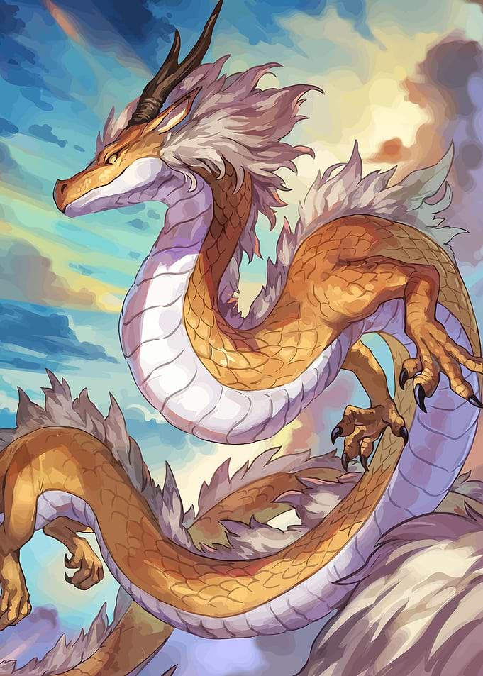 Golden Dragon in the Sky