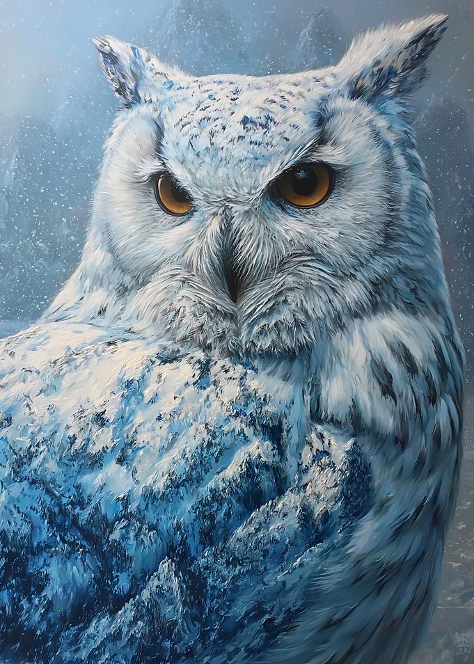 Snowy Owl in Winter Landscape