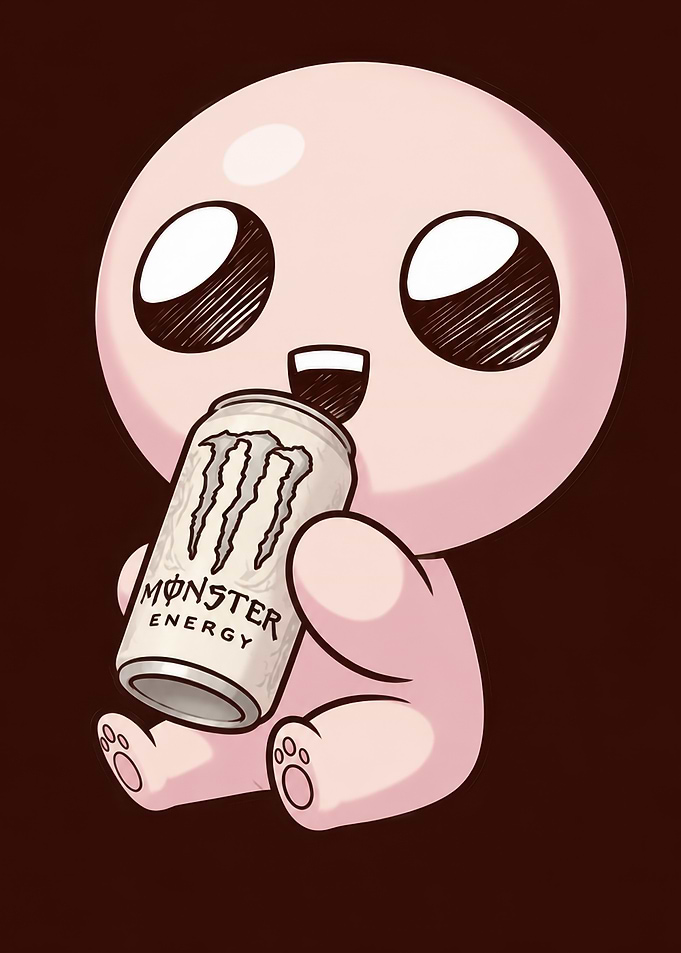 Isaac Drinking Monster Energy