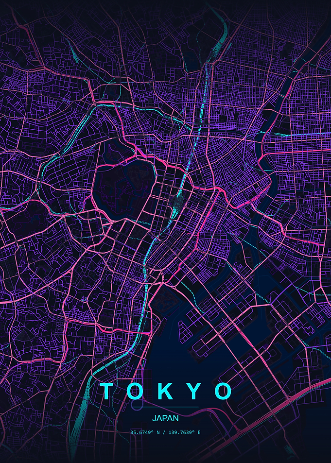Tokyo Japan Map Art
