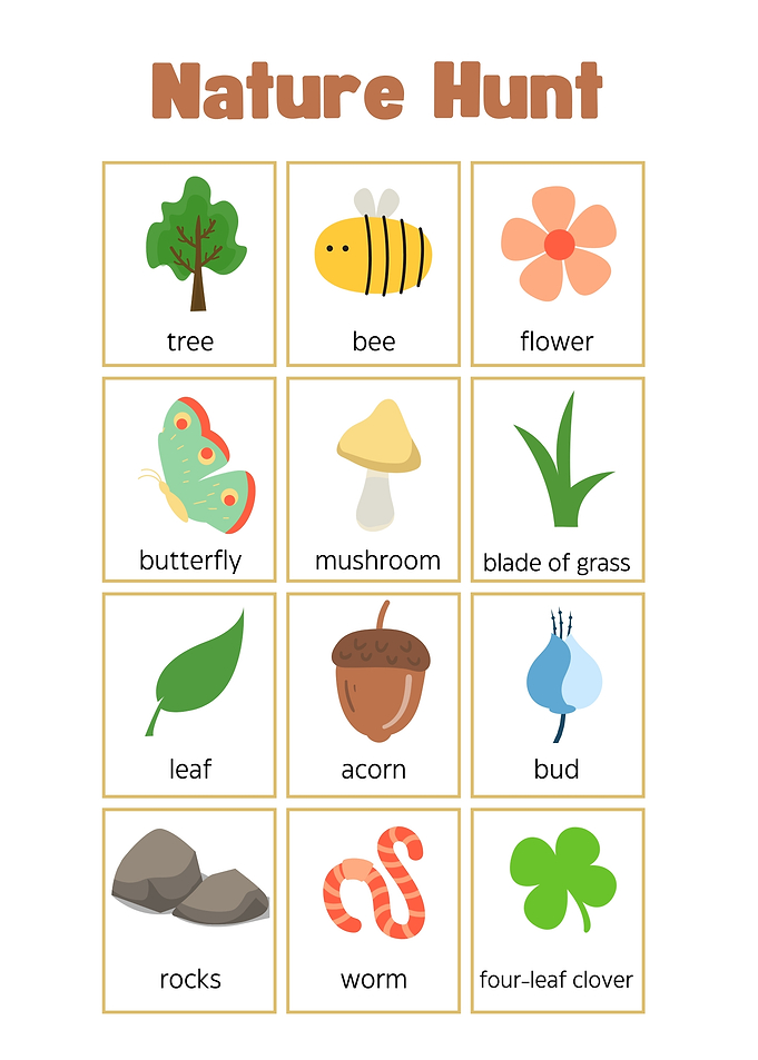 Nature Hunt Checklist For Kids Room