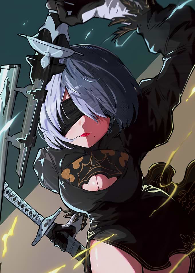 2B with Sword and Shield