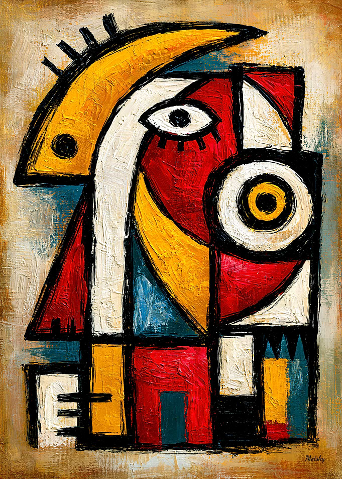Primitive Cubist Oracle Bold Abstract Wall Art