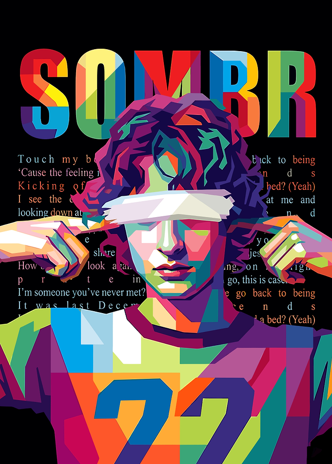 Pop Art Portrait with Music Lyrics