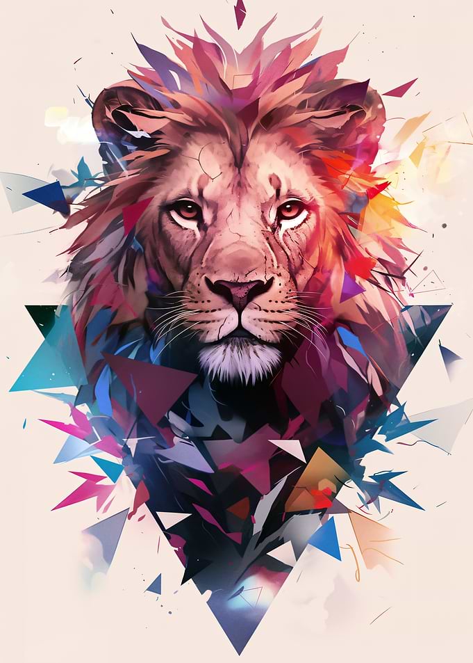Geometric Lion Portrait