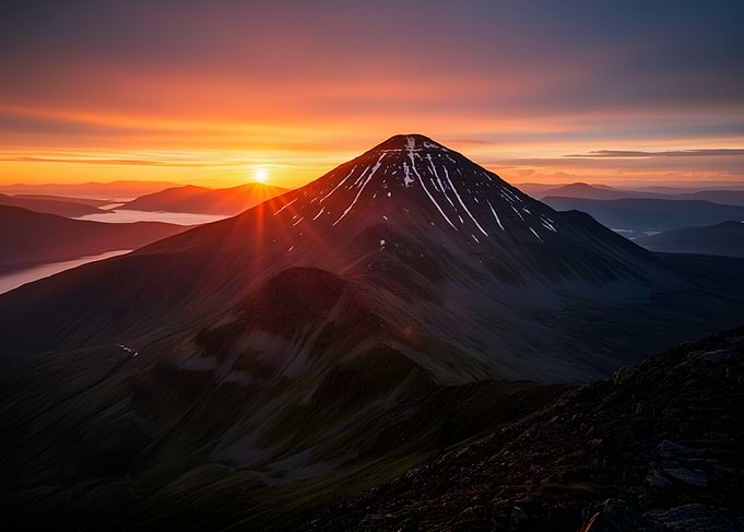 Majestic Mountain Sunrise Over Lake