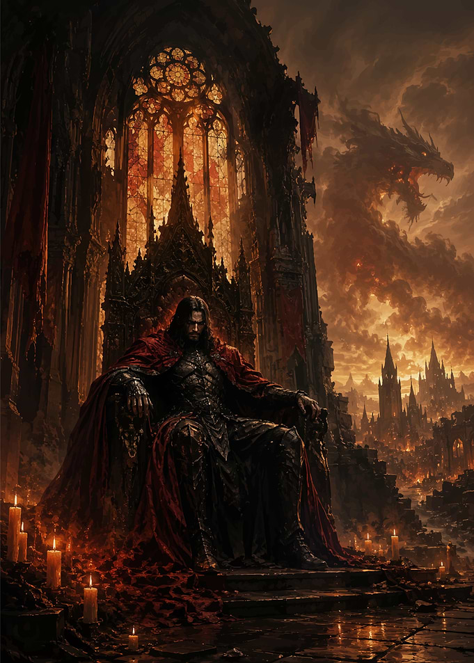 Vampire King on Throne with Dragon