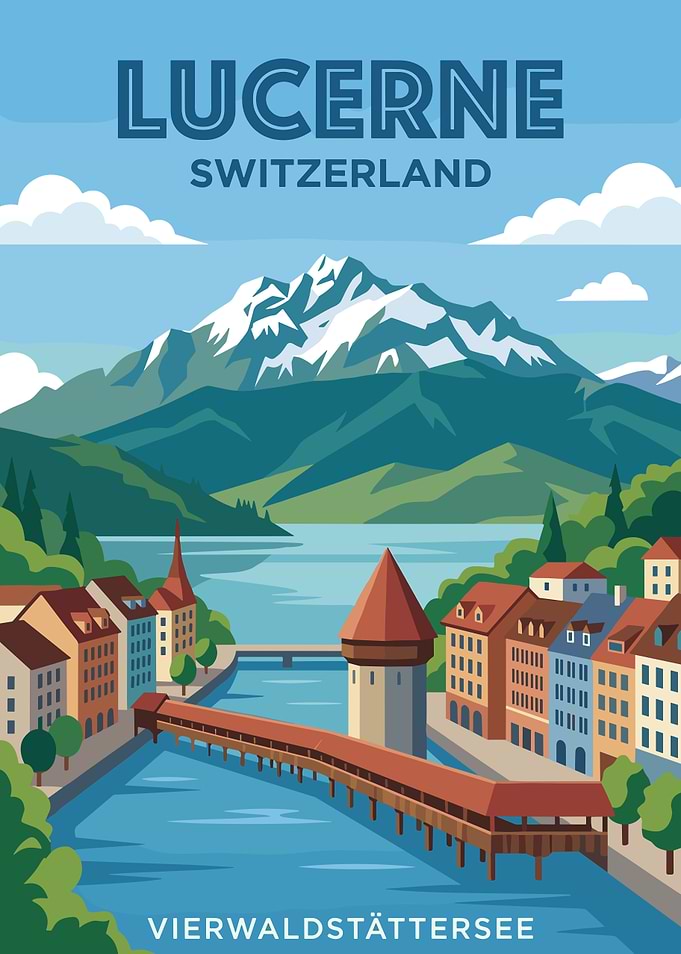Lucerne Switzerland Travel Poster