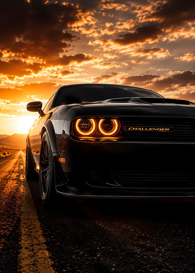 Dodge Challenger at Sunset