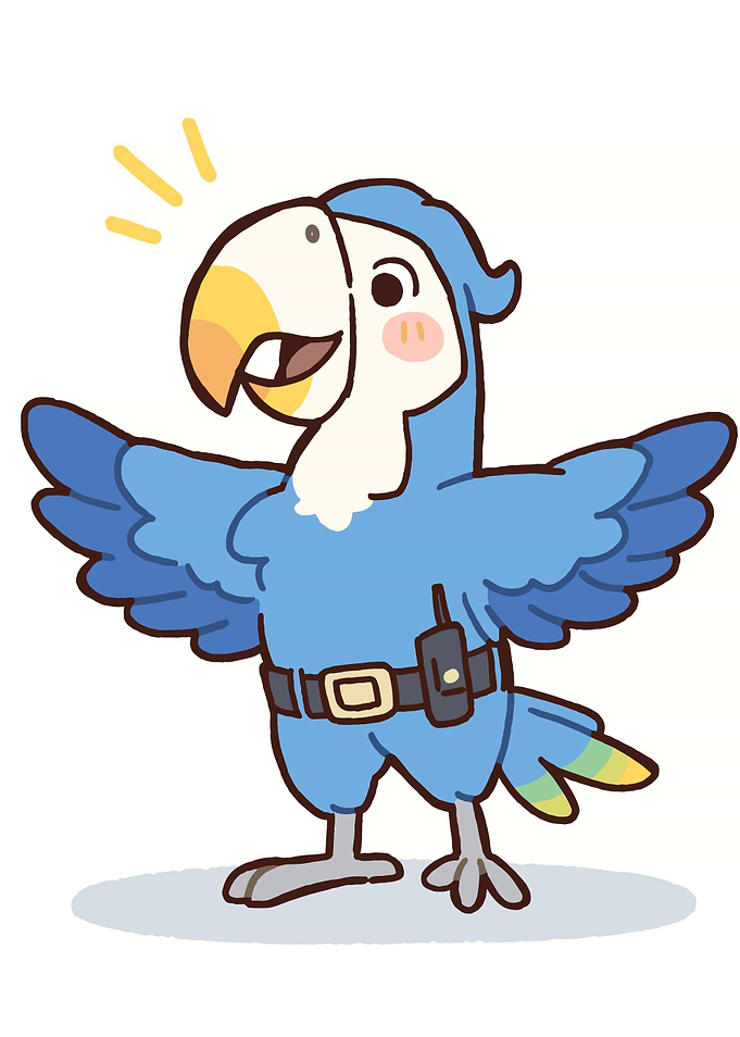 Cute Blue Macaw Parrot Character