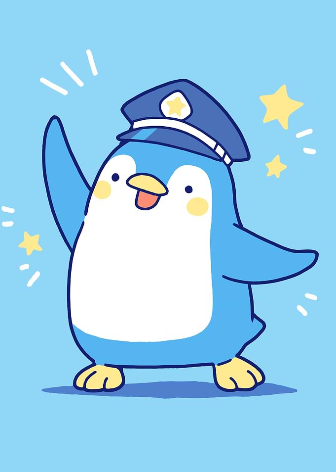 Cute Penguin Wearing a Police Hat