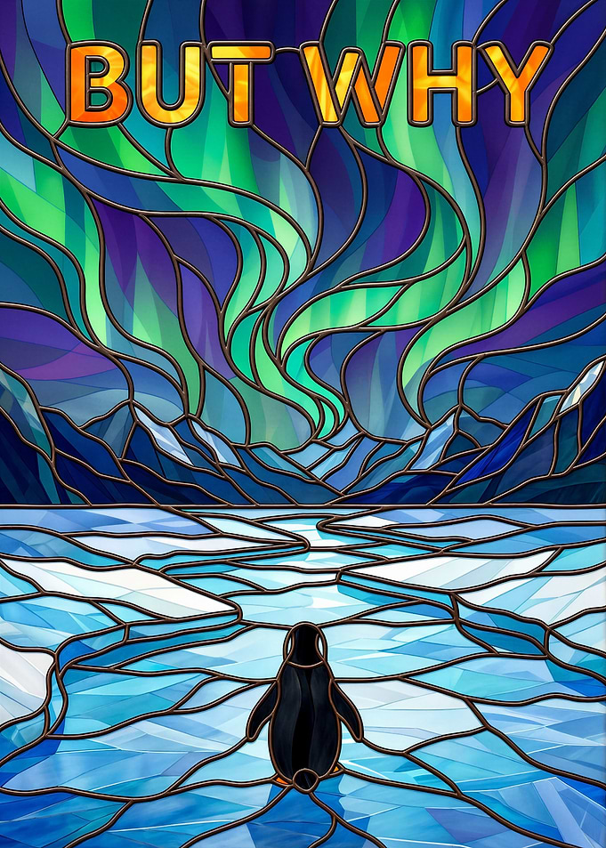Nihilist Penguin, But Why in Stained Glass Art
