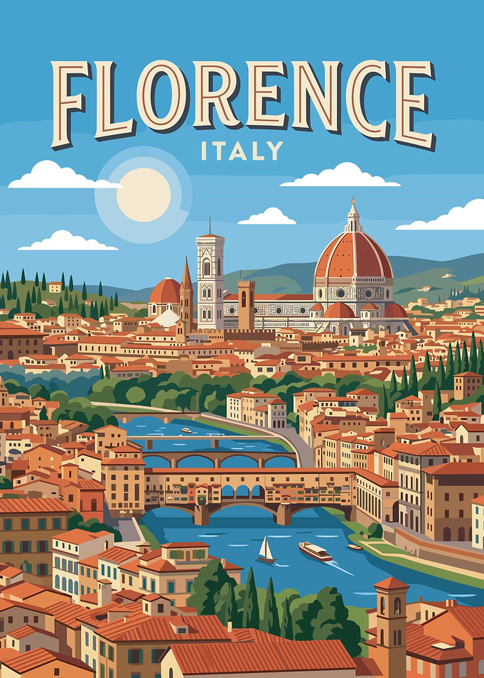 Florence Italy Cityscape Vintage Poster