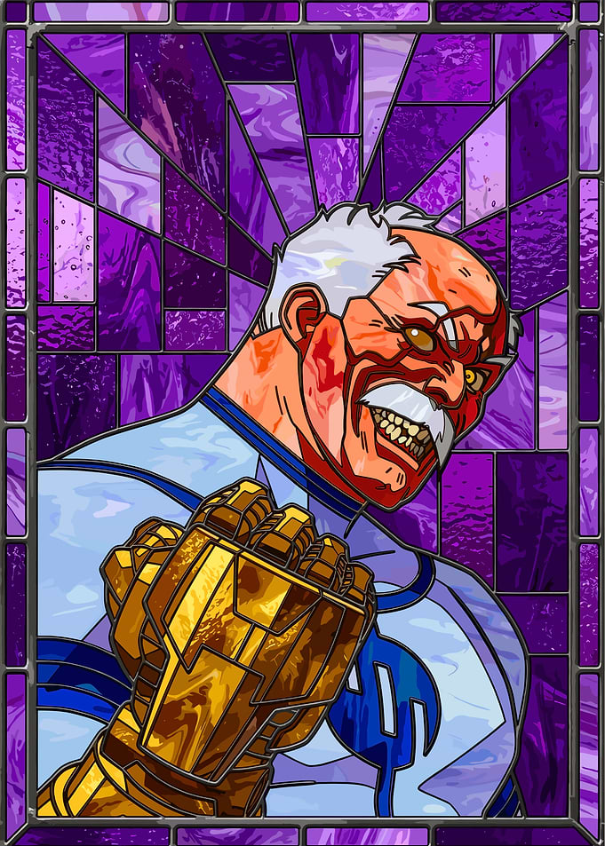 Stained Glass Portrait of an Angry Old Man
