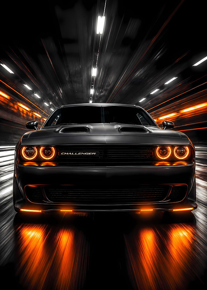 Dodge Challenger in a Tunnel