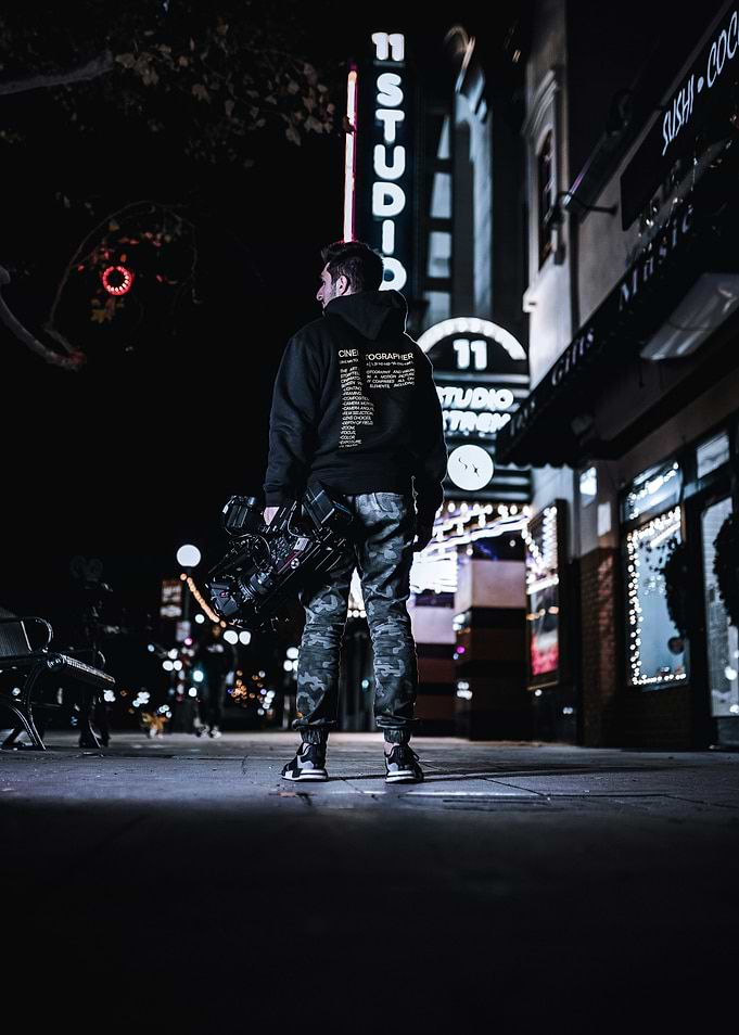Cinematographer Night City Poster — Urban Street Photography, Filmmaker Wall Art