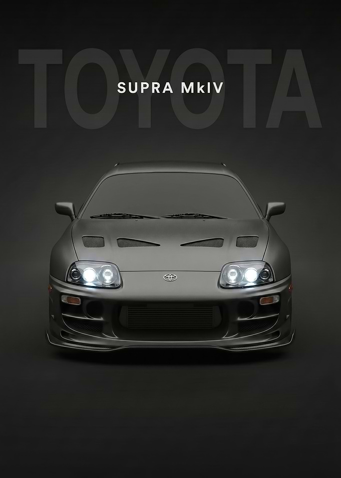 sleek black Toyota Supra MkIV Front View