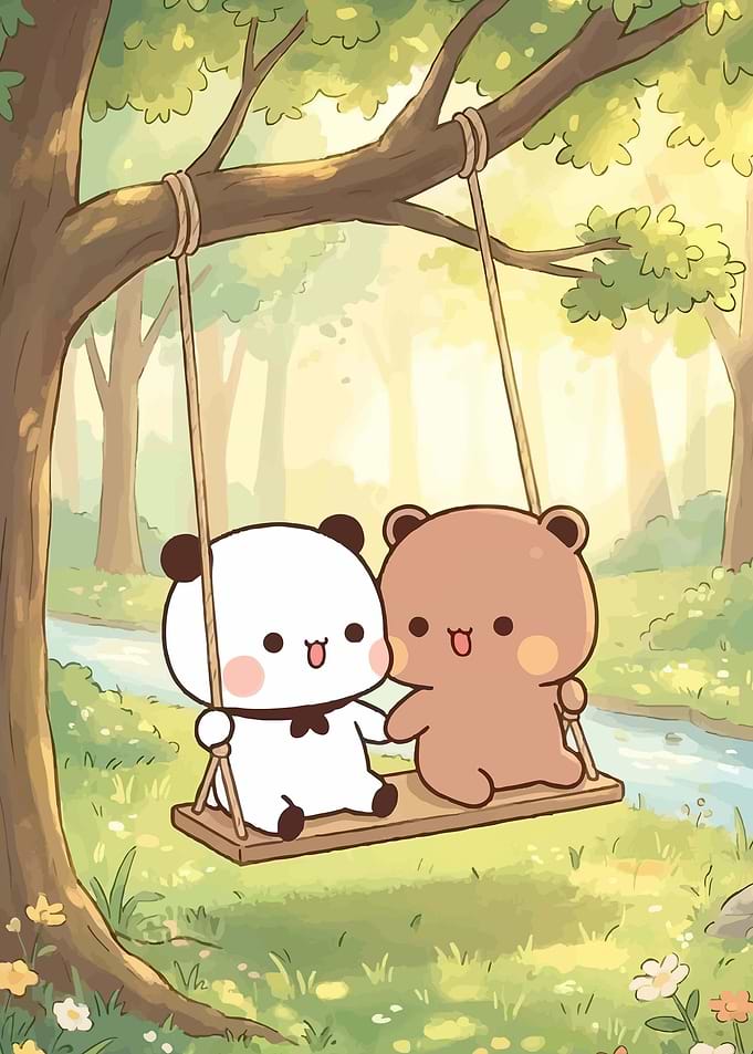 Cute Bears on a Swing