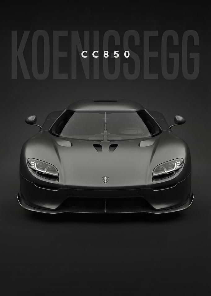 sleek black Koenigsegg CC850 Front View