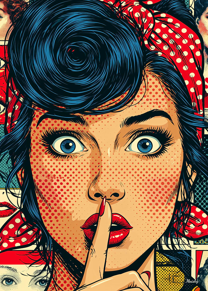Retro Pop Art Secret Muse Portrait Wall Art
