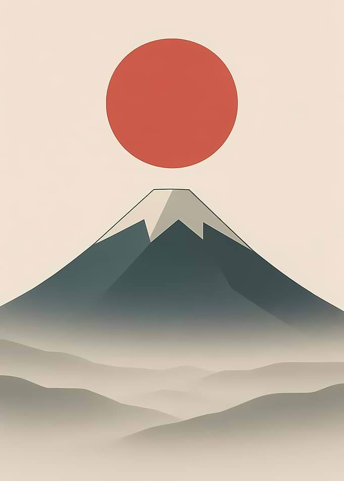 Mount Fuji and Sun