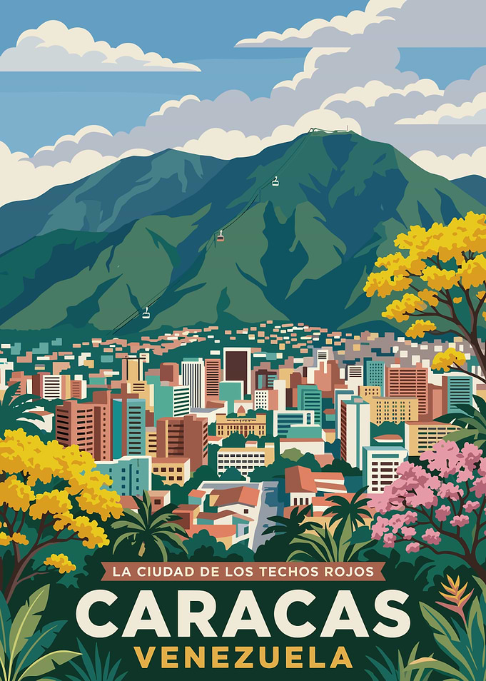 Caracas Venezuela Cityscape with Mountains
