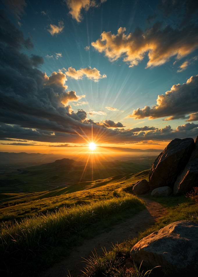 Golden Hour Mountain Path Majesty