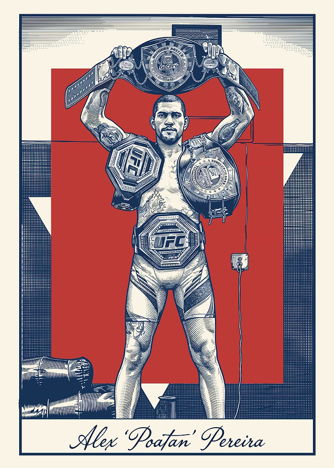 Alex Pereira Holding Championship Belts