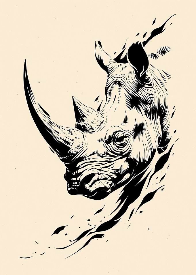 Rhinoceros Head Illustration