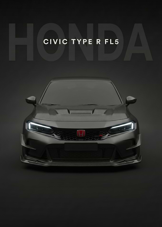 sleek black Honda Civic Type R FL5 Front poster