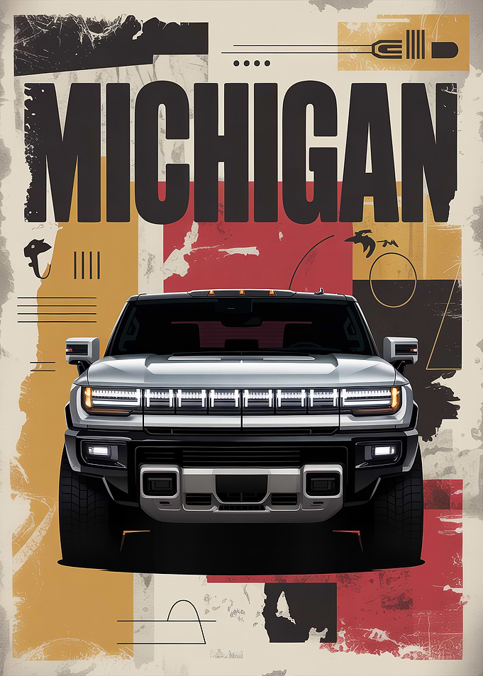 Michigan Hummer EV Poster