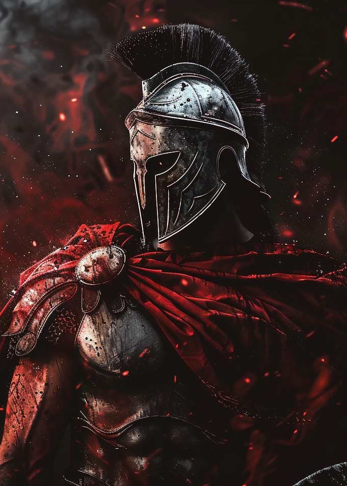 Spartan Warrior in Red Cape